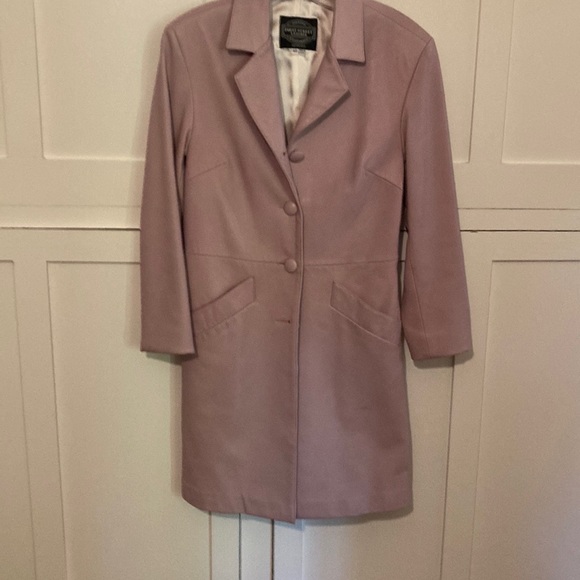 Women long lavender leather jacket size xs - Picture 5 of 7